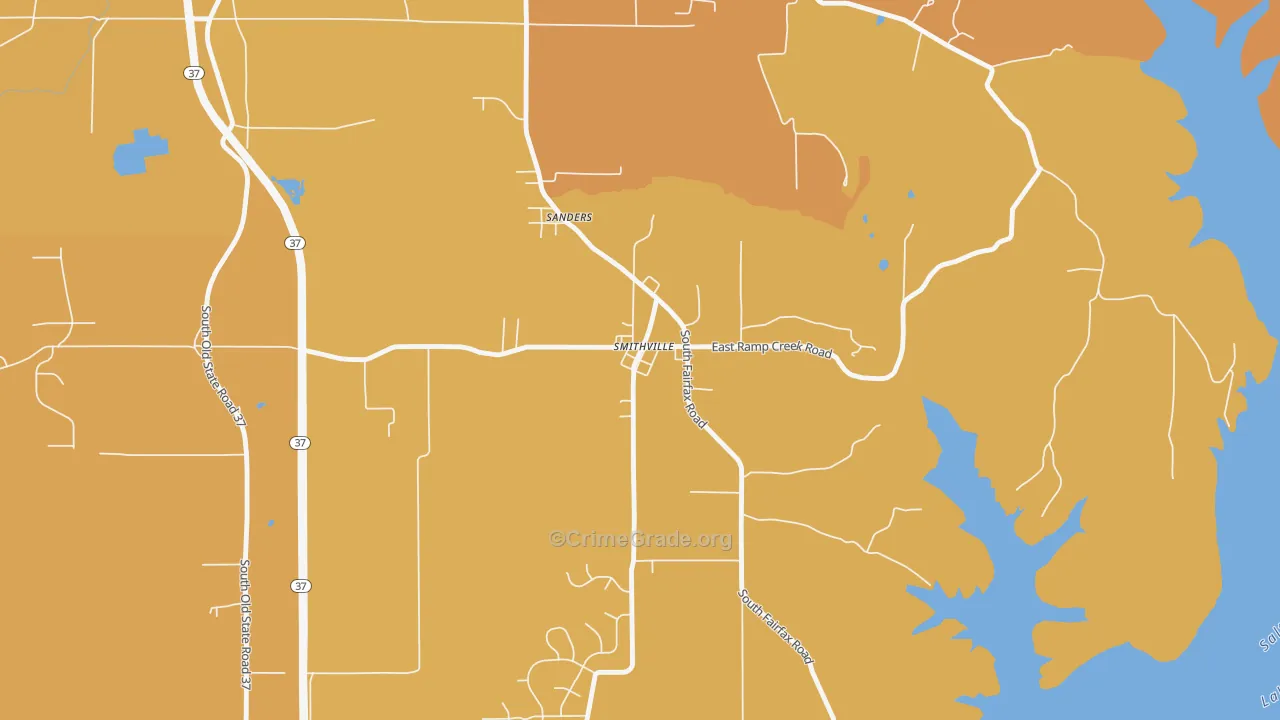 47458, IN Map of Vehicle Theft Rates