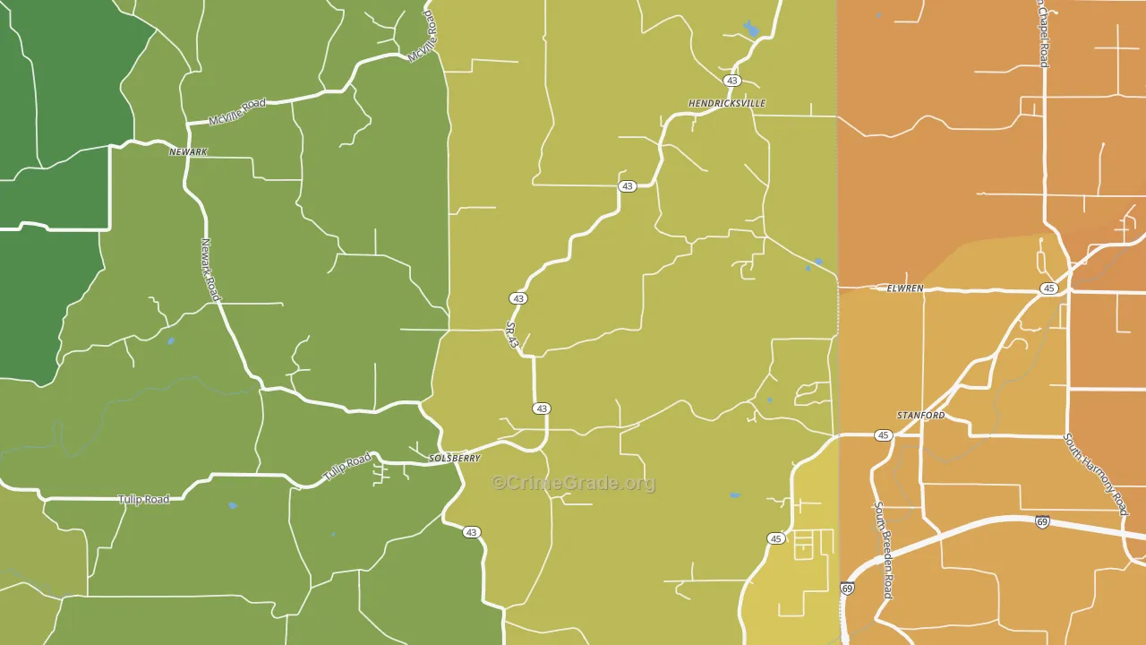 47459, IN Map of Vehicle Theft Rates
