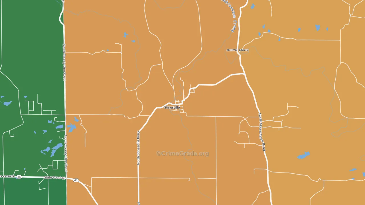 47464, IN Map of Vehicle Theft Rates