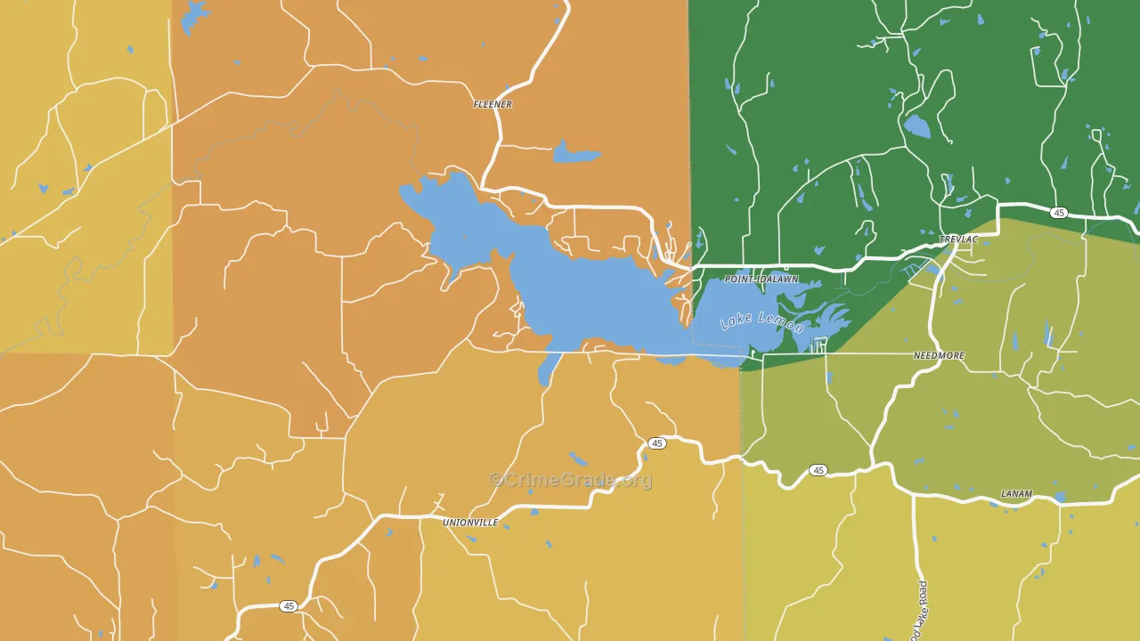 47468, IN Map of Vehicle Theft Rates