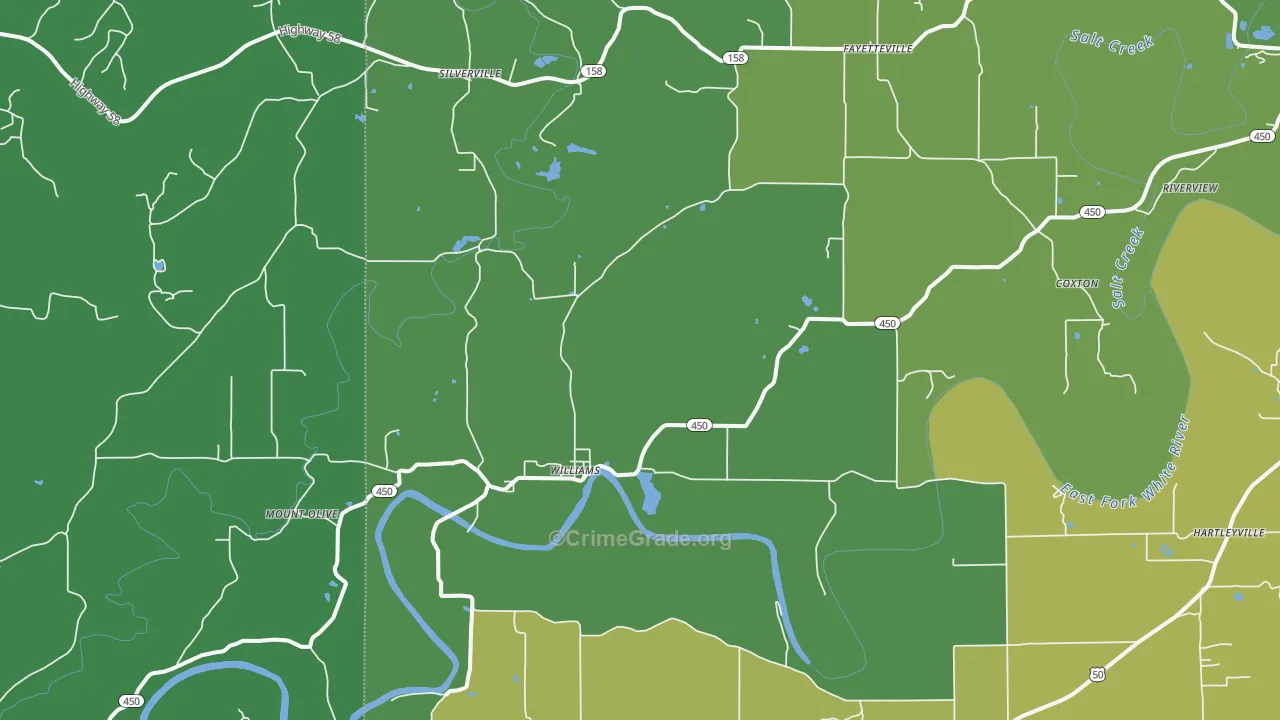 47470, IN Map of Vehicle Theft Rates