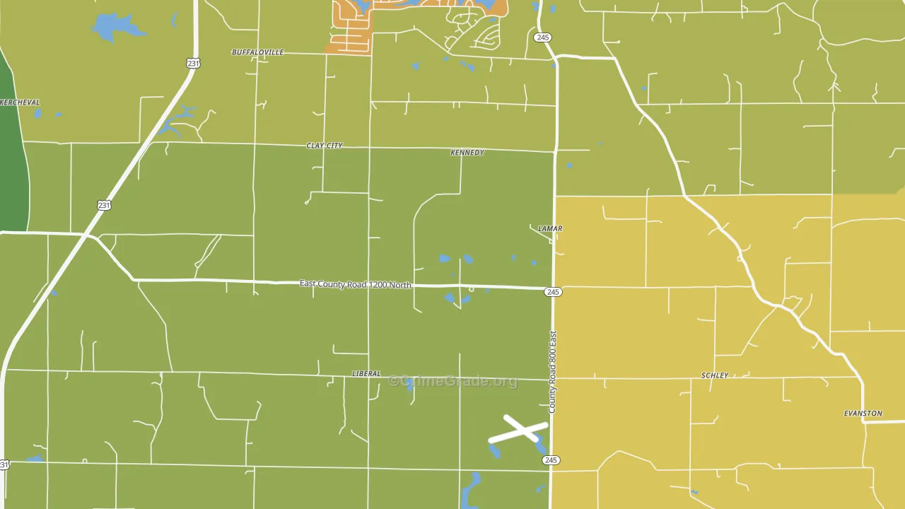 47550, IN Map of Vehicle Theft Rates