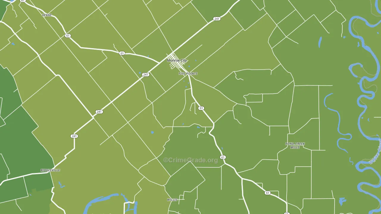 47557, IN Map of Vehicle Theft Rates