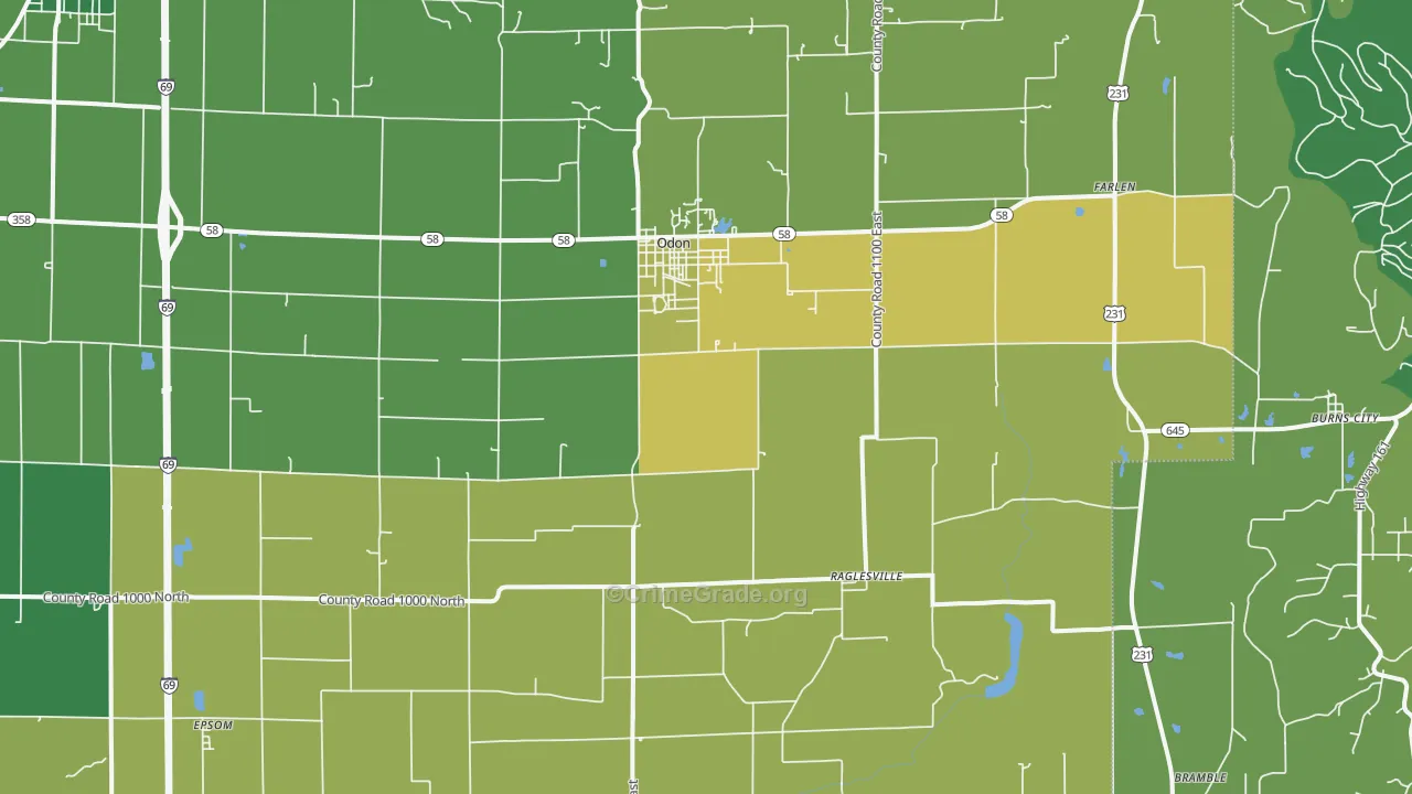 47562, IN Map of Vehicle Theft Rates