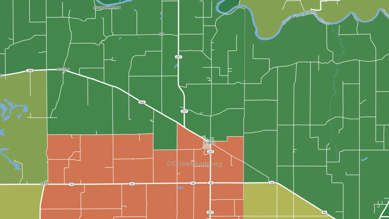 47564, IN Map of Vehicle Theft Rates