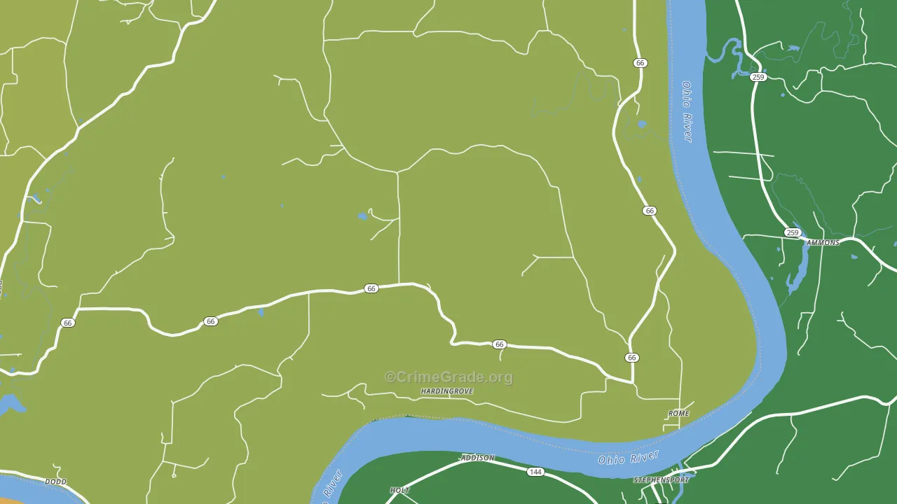 47574, IN Map of Vehicle Theft Rates