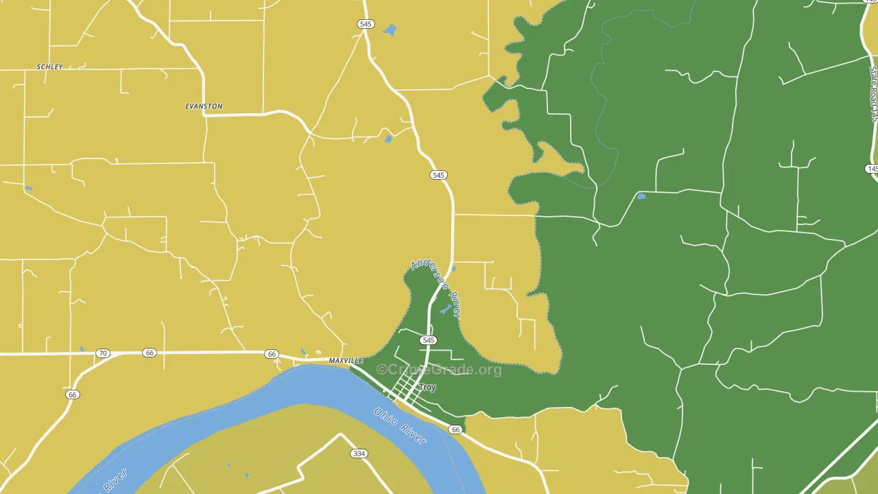 47588, IN Map of Vehicle Theft Rates