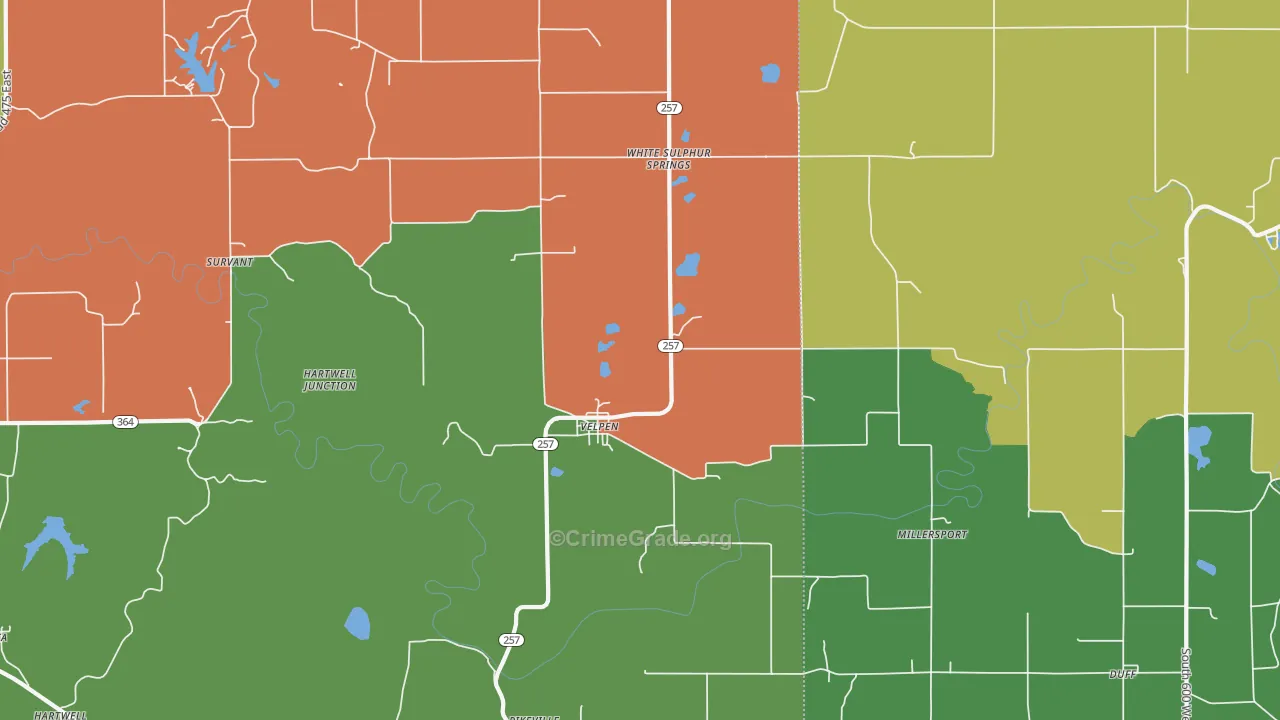 47590, IN Map of Vehicle Theft Rates