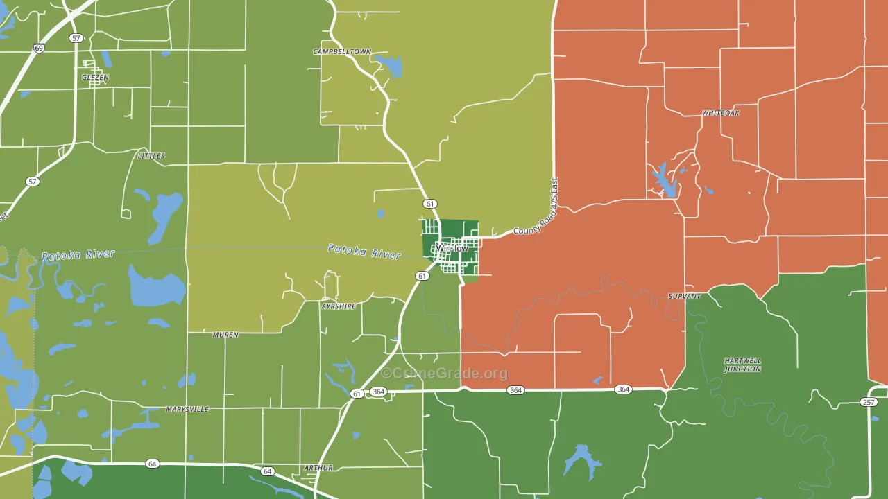 47598, IN Map of Vehicle Theft Rates