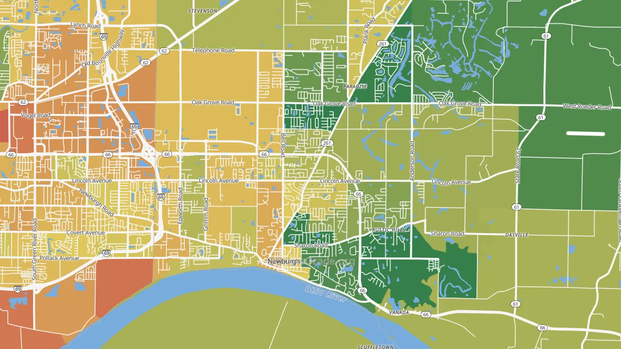 47630, IN Map of Vehicle Theft Rates