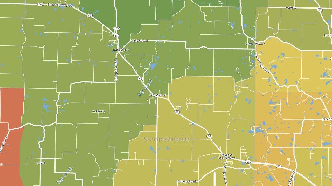 47638, IN Map of Vehicle Theft Rates