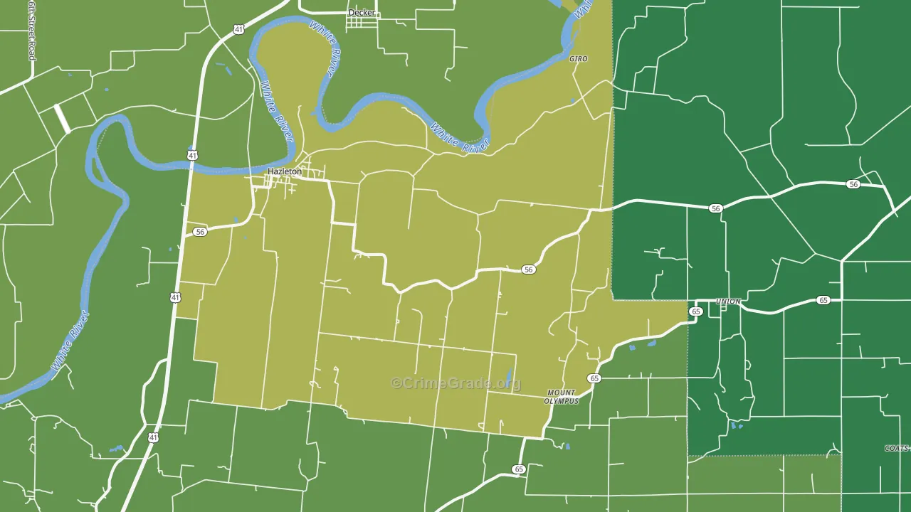 47640, IN Map of Vehicle Theft Rates