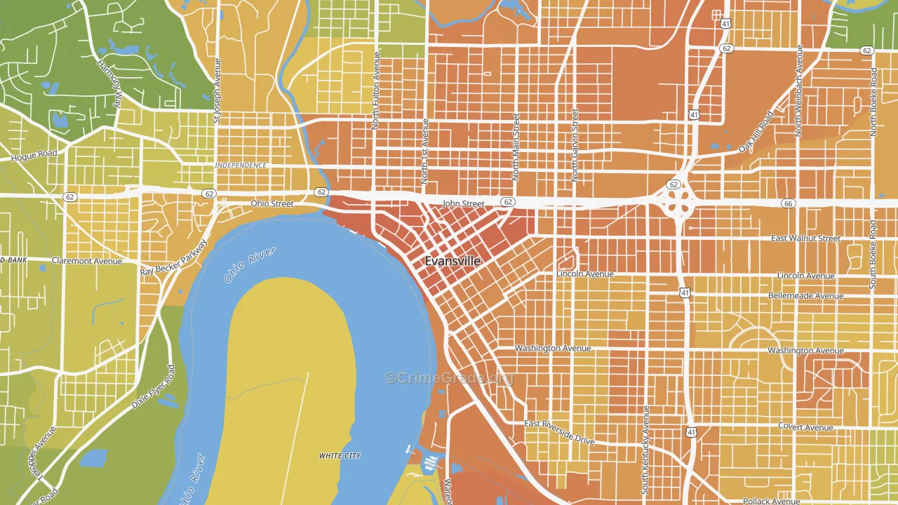 47708, IN Map of Vehicle Theft Rates