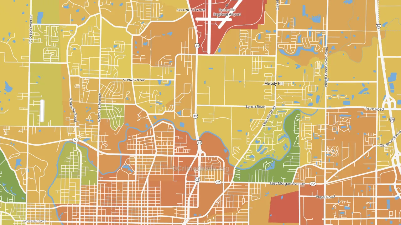 47711, IN Map of Vehicle Theft Rates