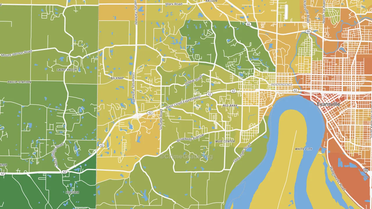 47712, IN Map of Vehicle Theft Rates
