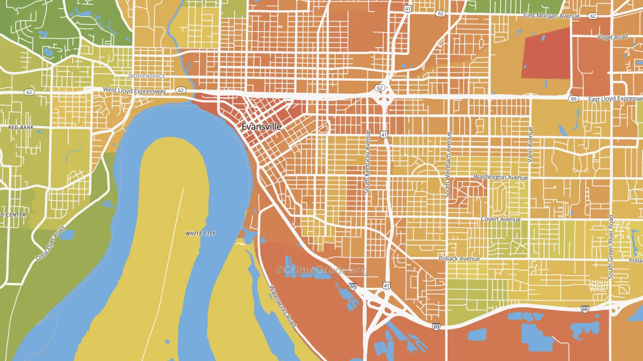 47713, IN Map of Vehicle Theft Rates