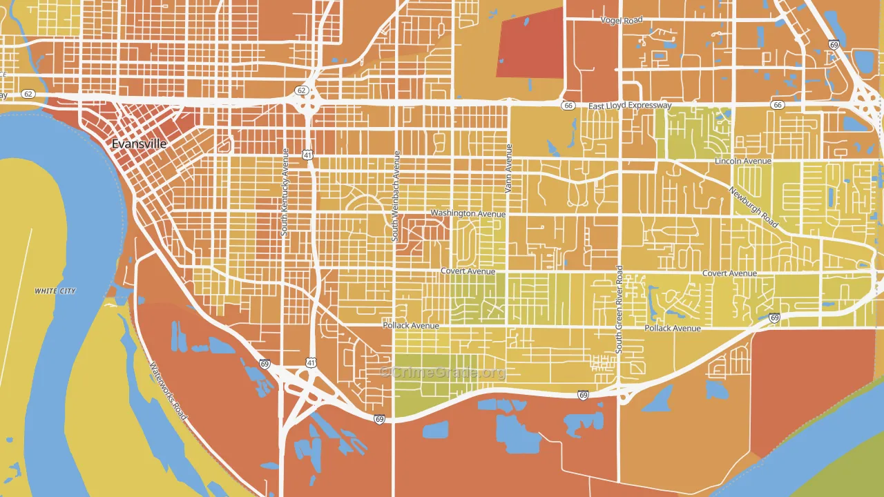 47714, IN Map of Vehicle Theft Rates