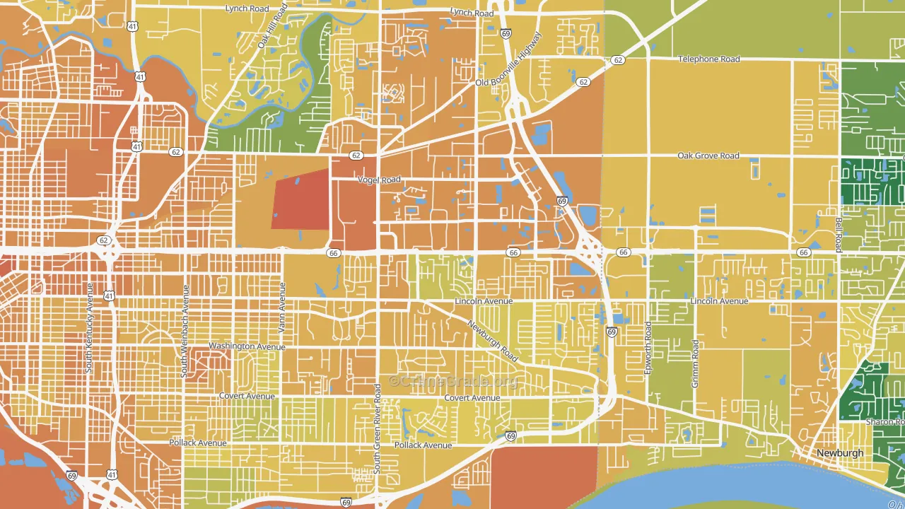 47715, IN Map of Vehicle Theft Rates