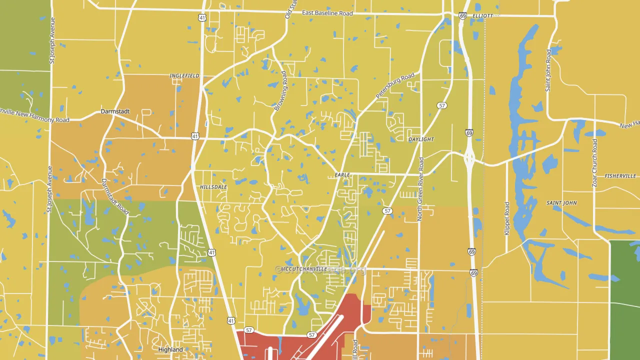 47725, IN Map of Vehicle Theft Rates