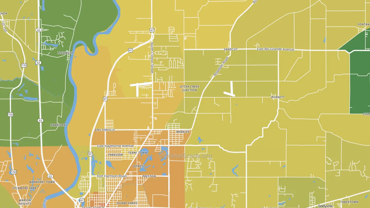 47805, IN Map of Vehicle Theft Rates
