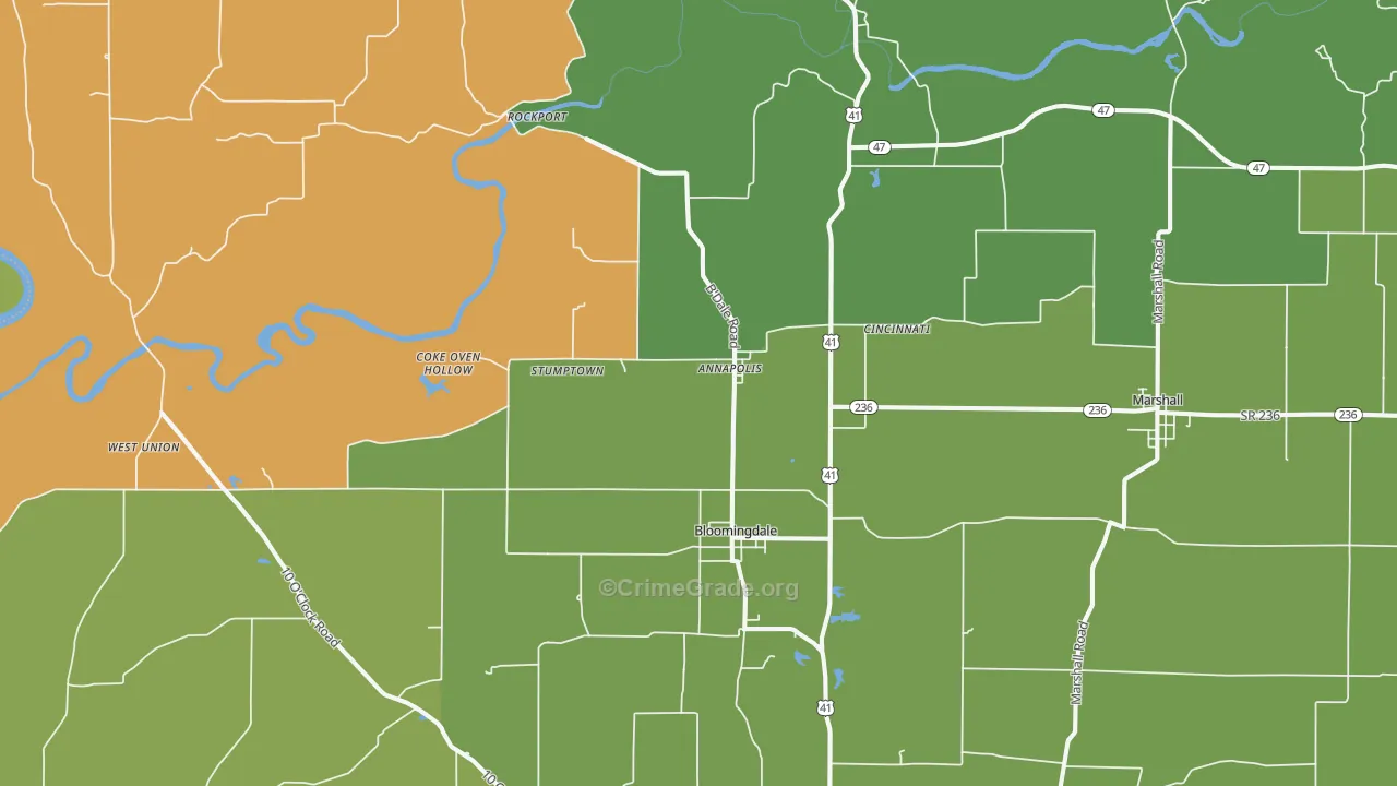 47832, IN Map of Vehicle Theft Rates