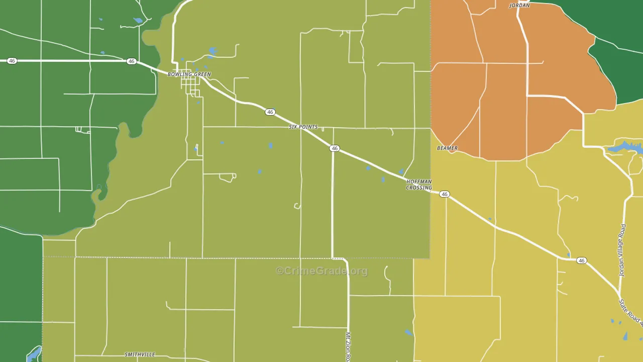 47833, IN Map of Vehicle Theft Rates