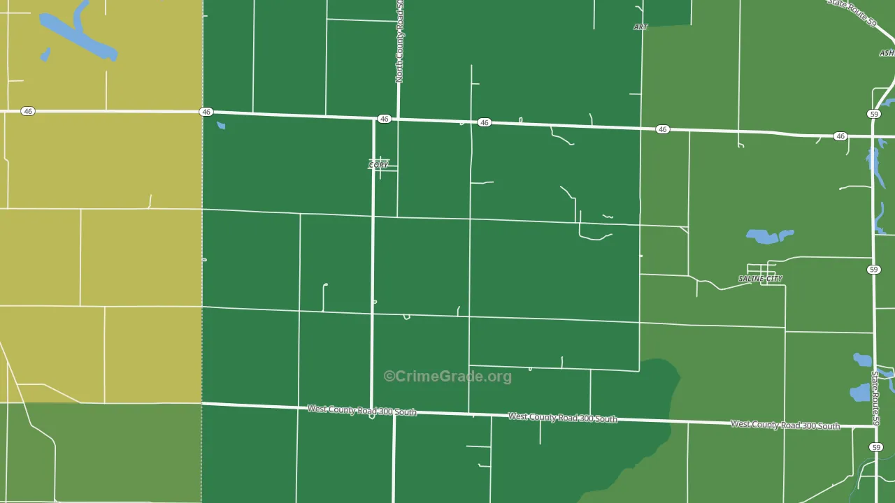 47846, IN Map of Vehicle Theft Rates