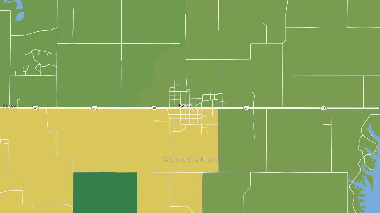 47855, IN Map of Vehicle Theft Rates