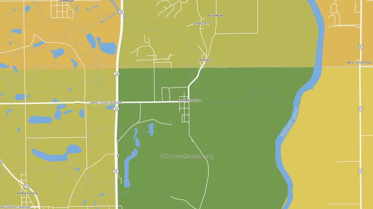 47880, IN Map of Vehicle Theft Rates