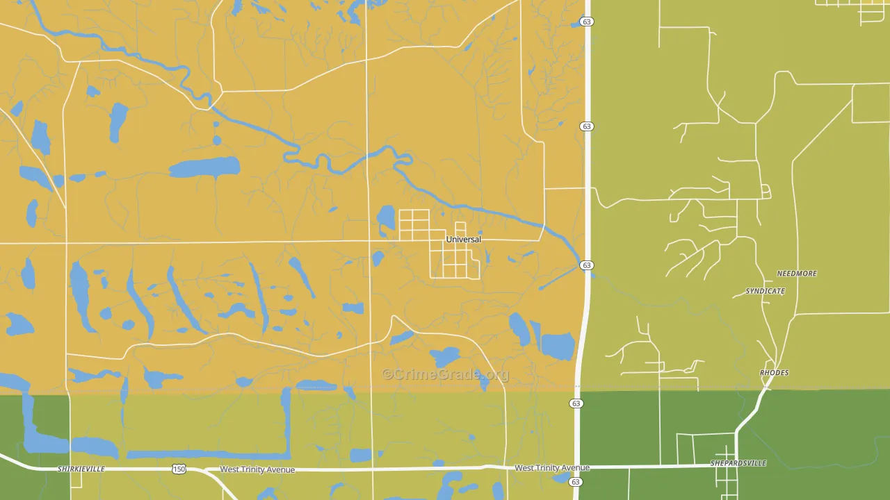47884, IN Map of Vehicle Theft Rates