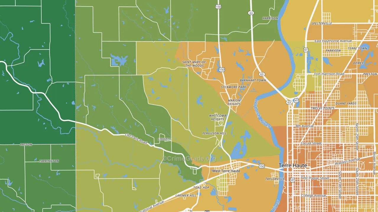 47885, IN Map of Vehicle Theft Rates