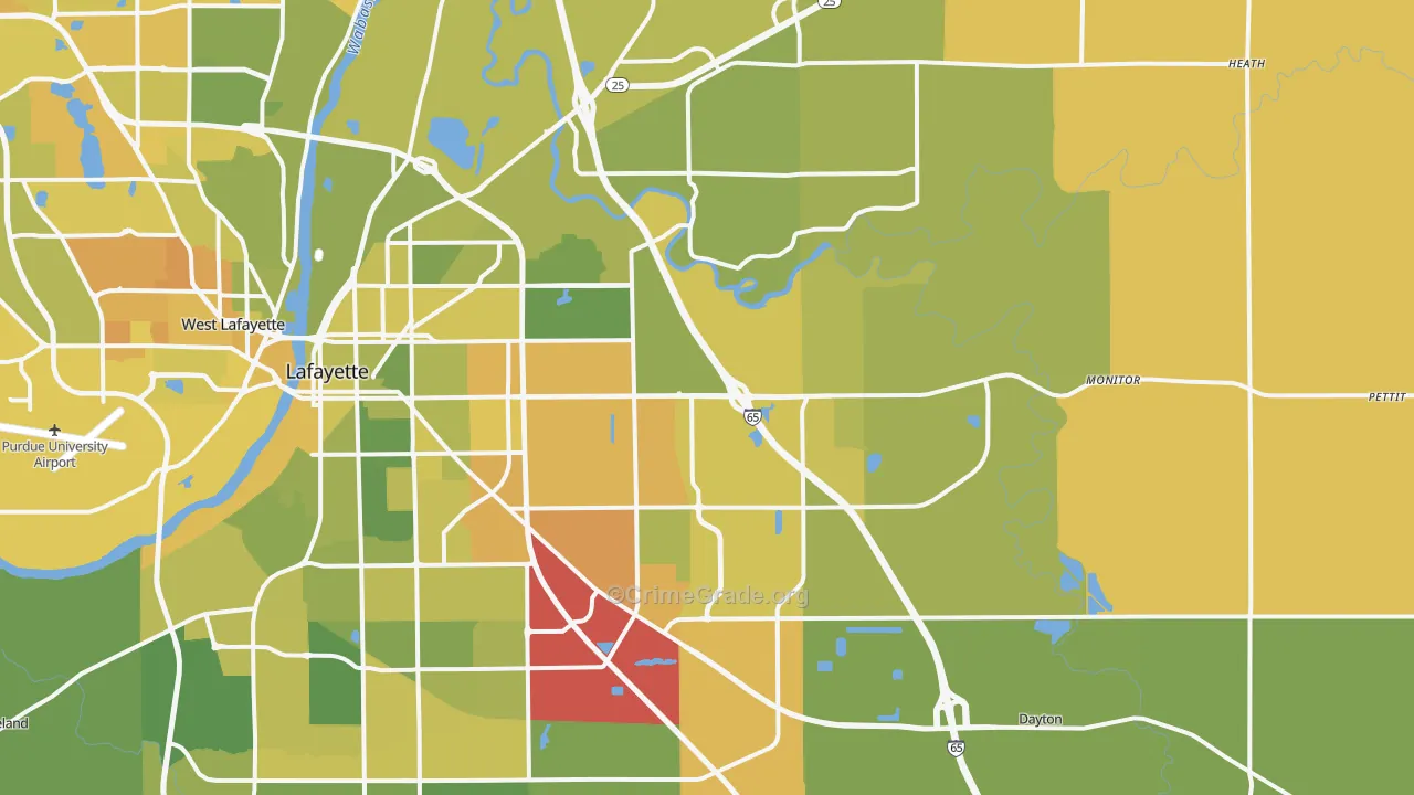 47905, IN Map of Vehicle Theft Rates