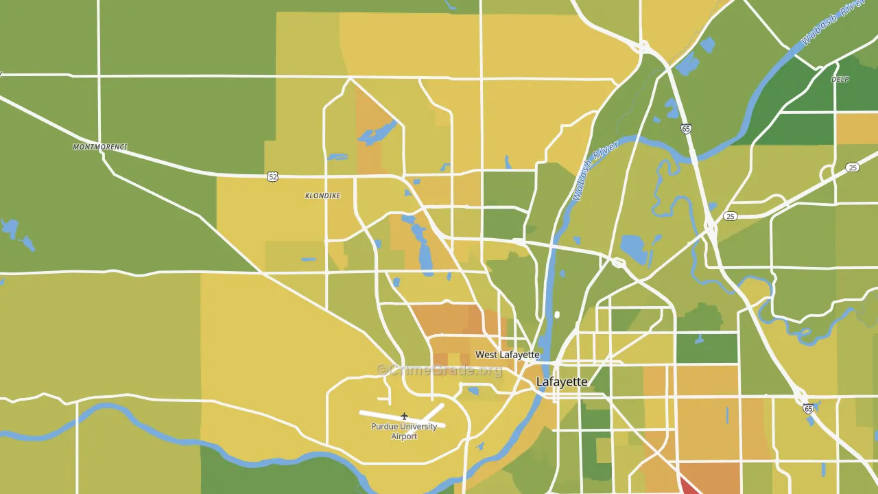 47906, IN Map of Vehicle Theft Rates