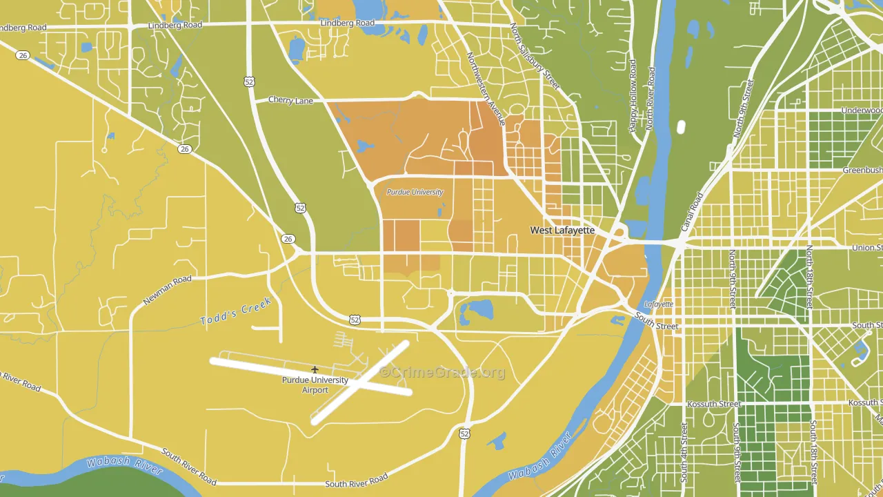 47907, IN Map of Vehicle Theft Rates