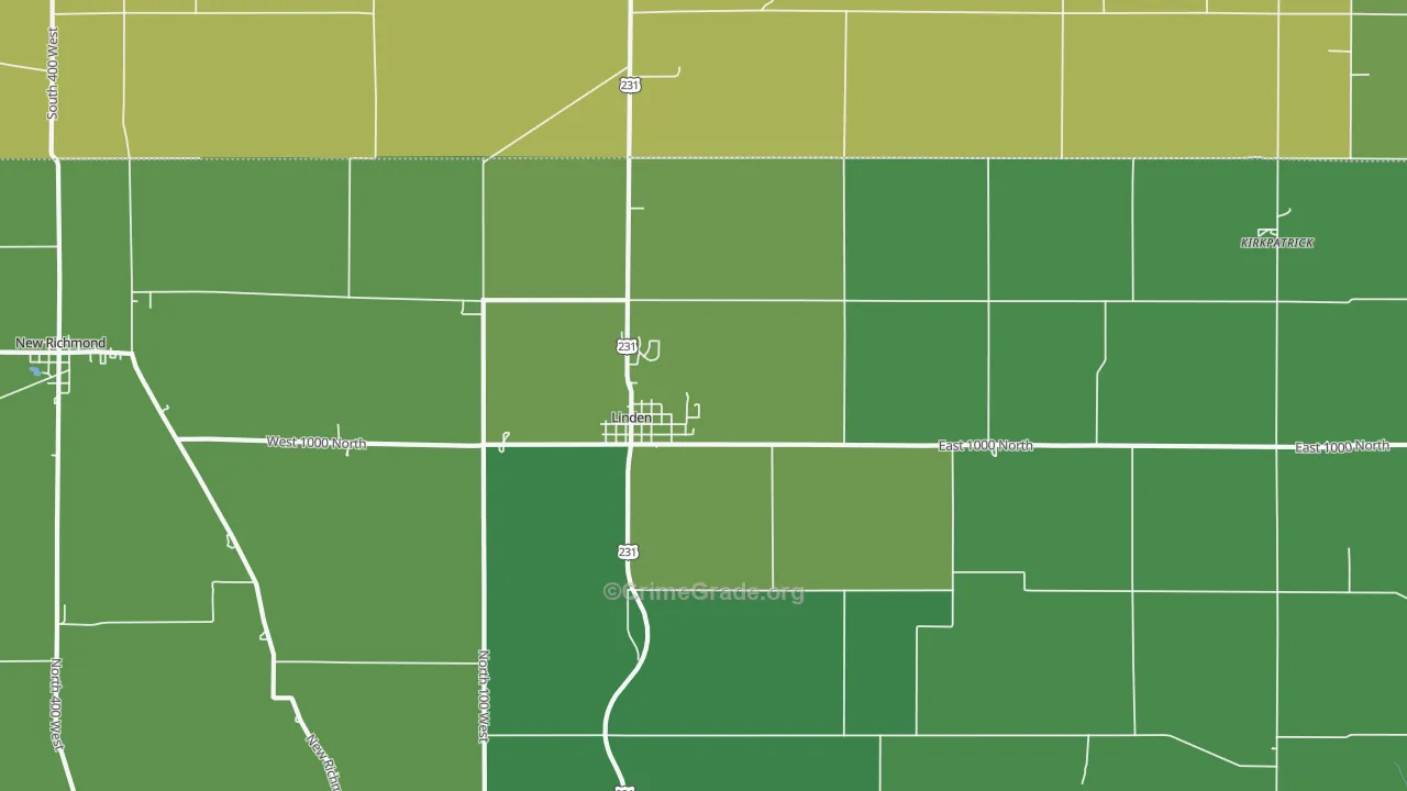 47955, IN Map of Vehicle Theft Rates