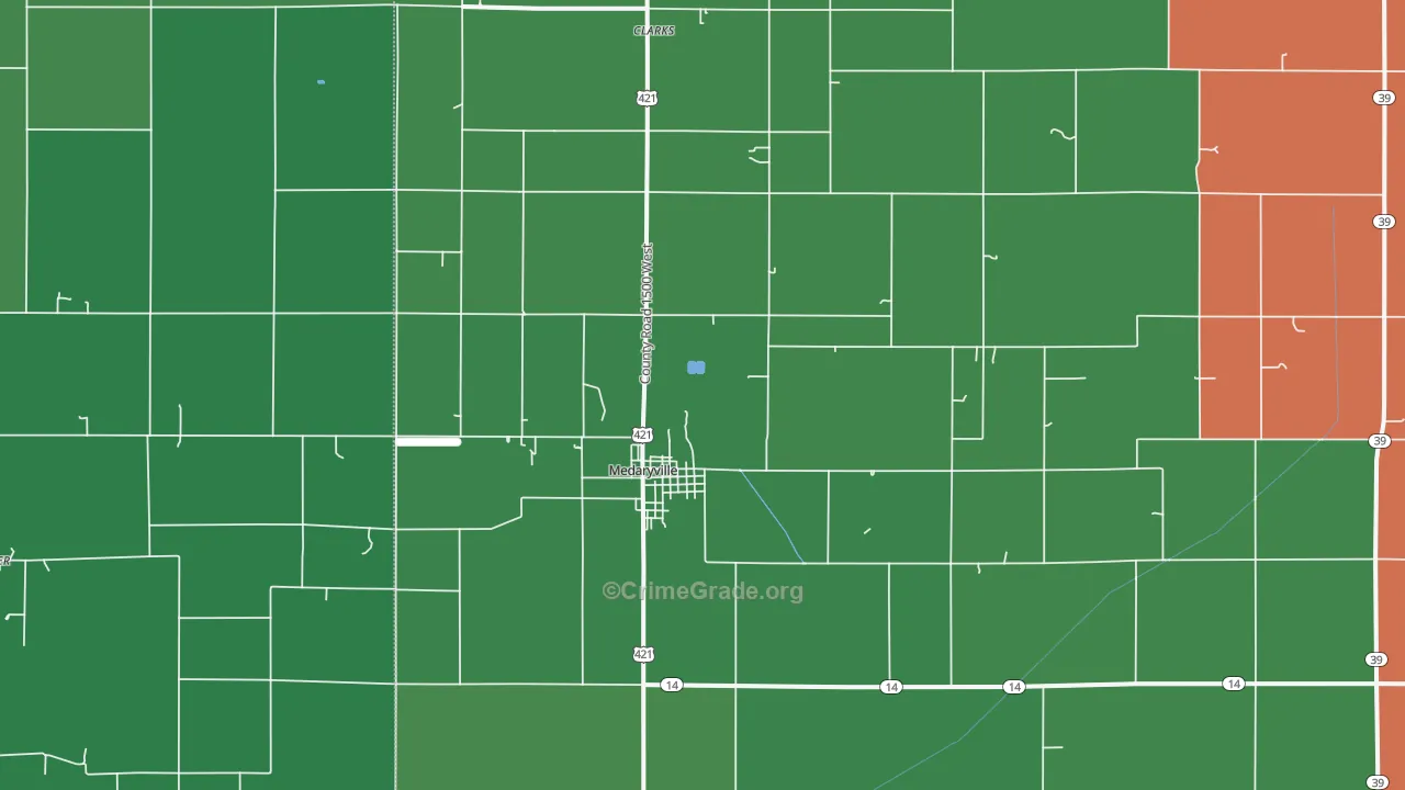 47957, IN Map of Vehicle Theft Rates