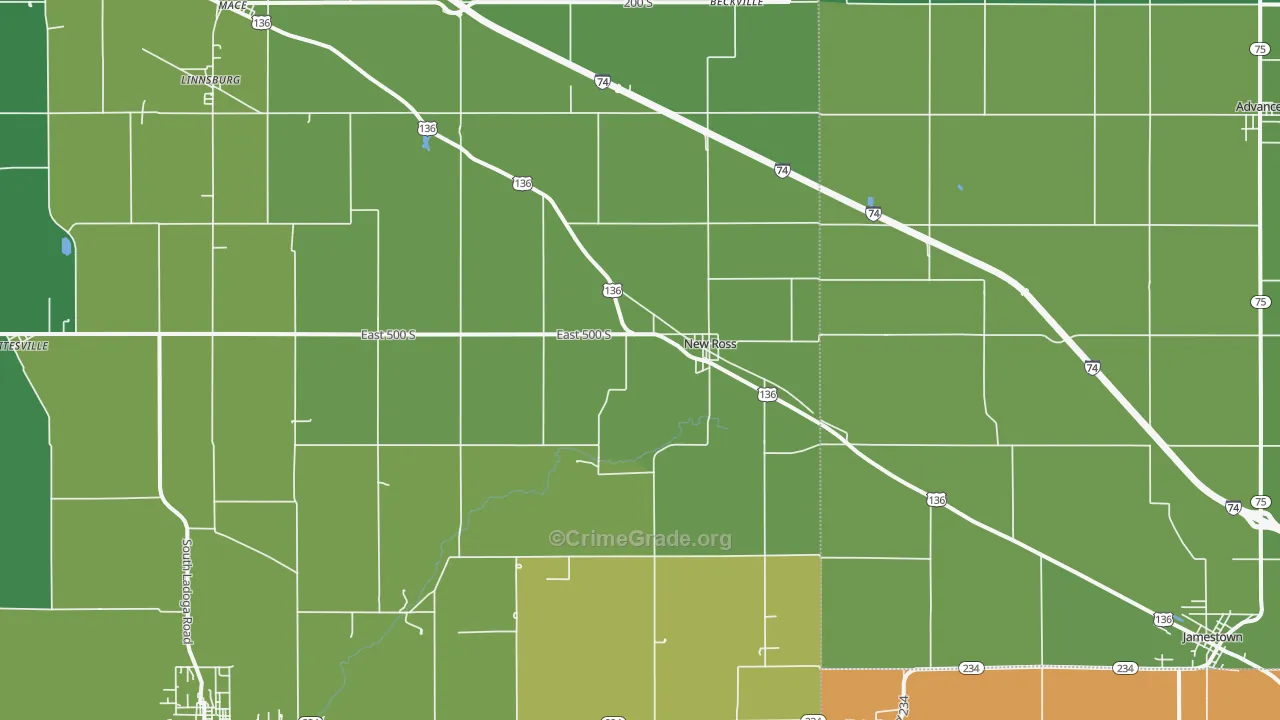 47968, IN Map of Vehicle Theft Rates