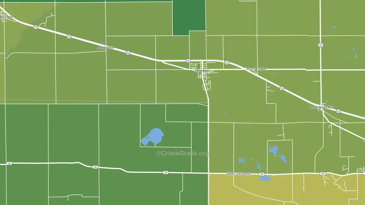47970, IN Map of Vehicle Theft Rates