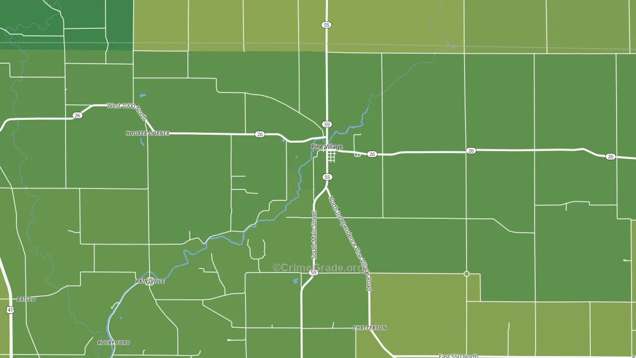 47975, IN Map of Vehicle Theft Rates