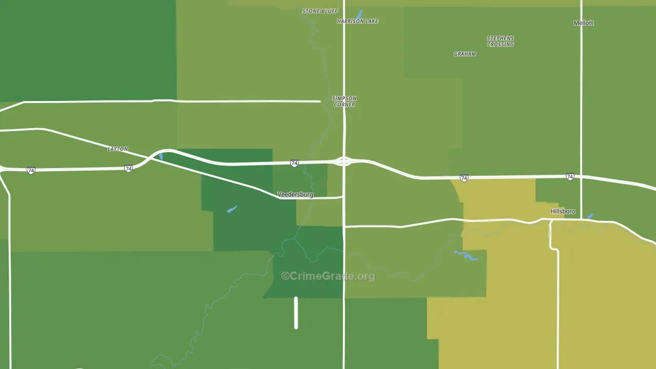 47987, IN Map of Vehicle Theft Rates