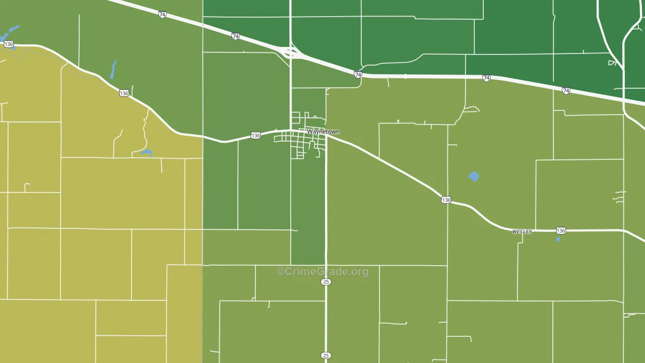 47990, IN Map of Vehicle Theft Rates