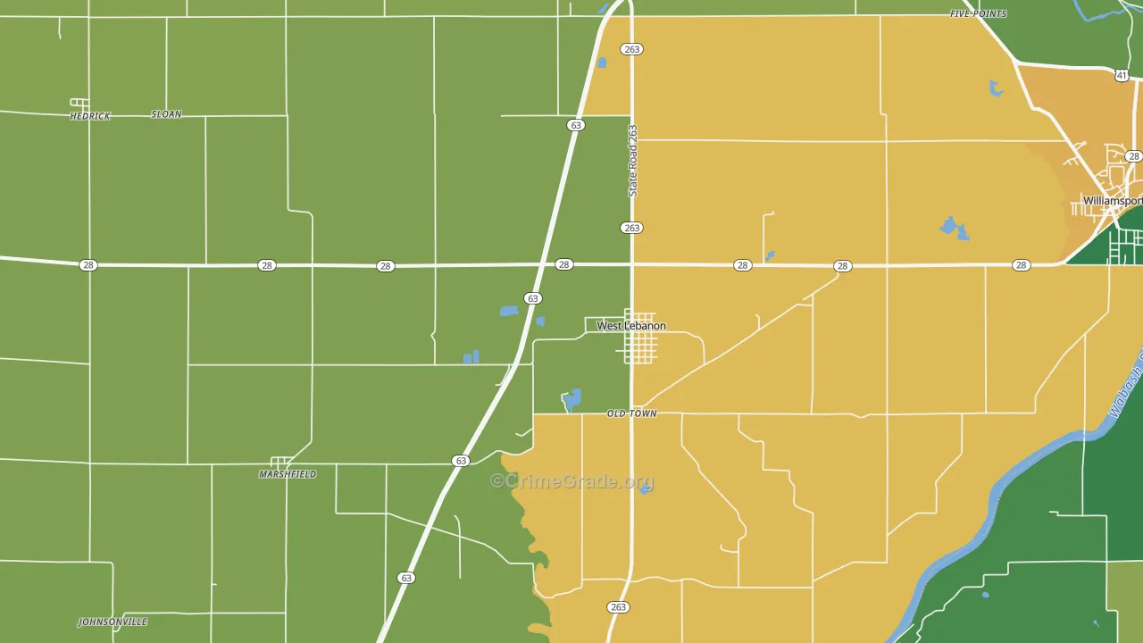 47991, IN Map of Vehicle Theft Rates