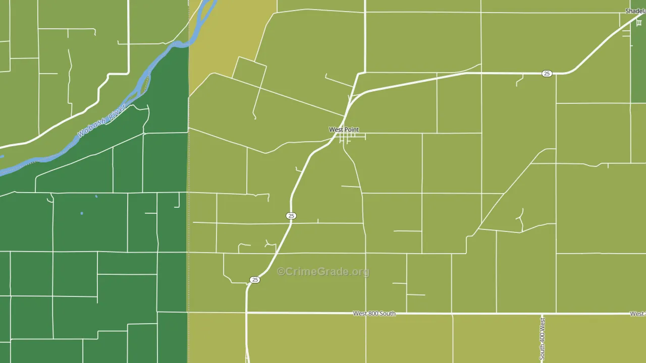 47992, IN Map of Vehicle Theft Rates