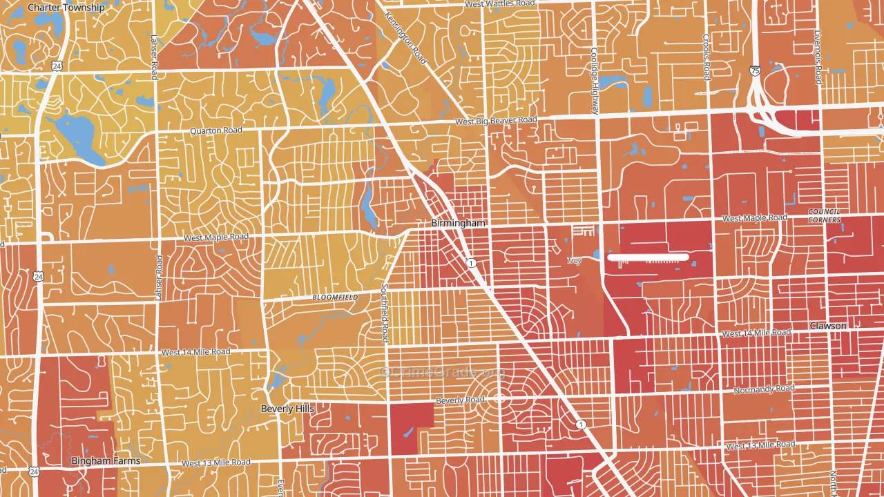 48009, MI Map of Vehicle Theft Rates