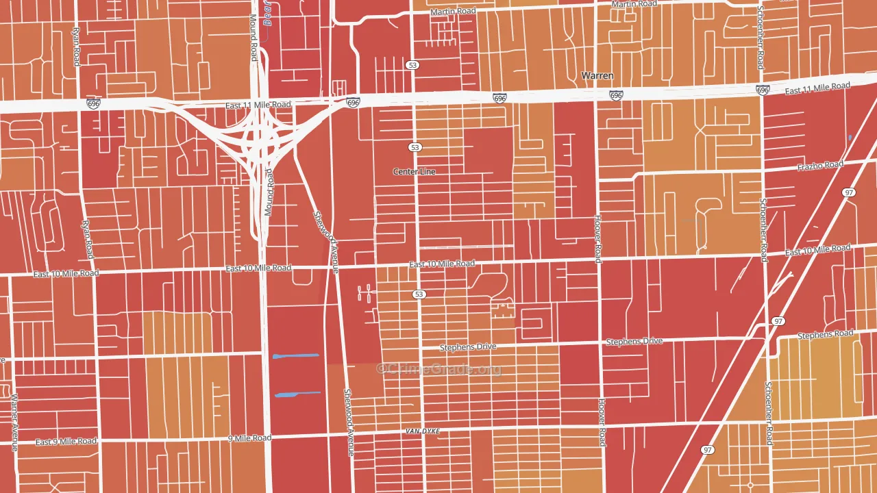 48015, MI Map of Vehicle Theft Rates