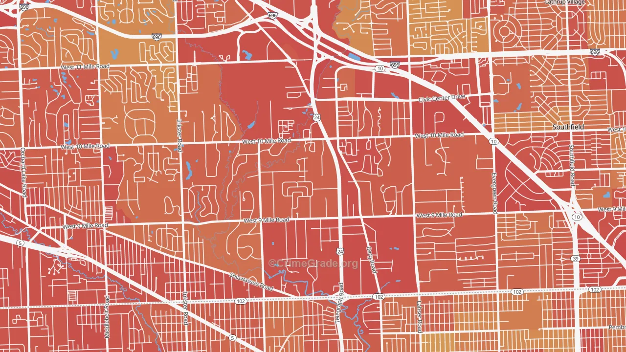 48033, MI Map of Vehicle Theft Rates