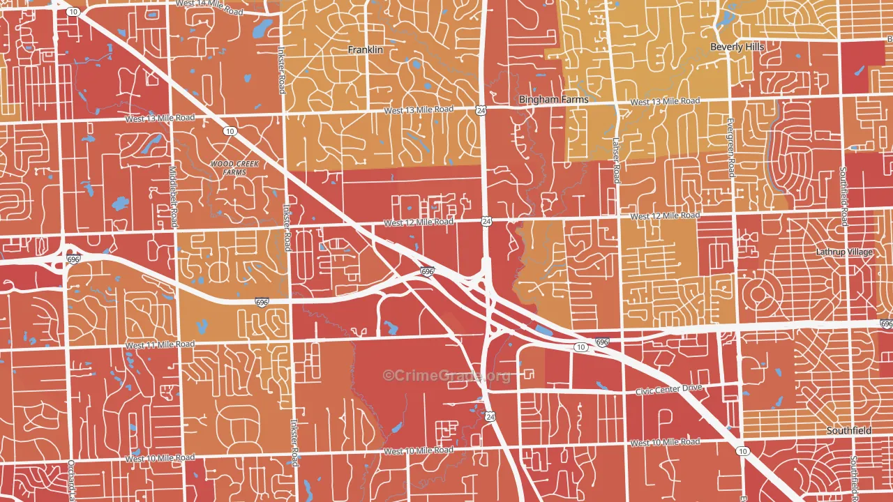 48034, MI Map of Vehicle Theft Rates