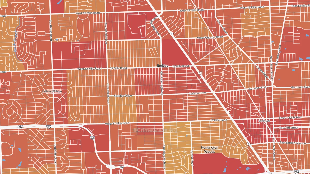 48072, MI Map of Vehicle Theft Rates