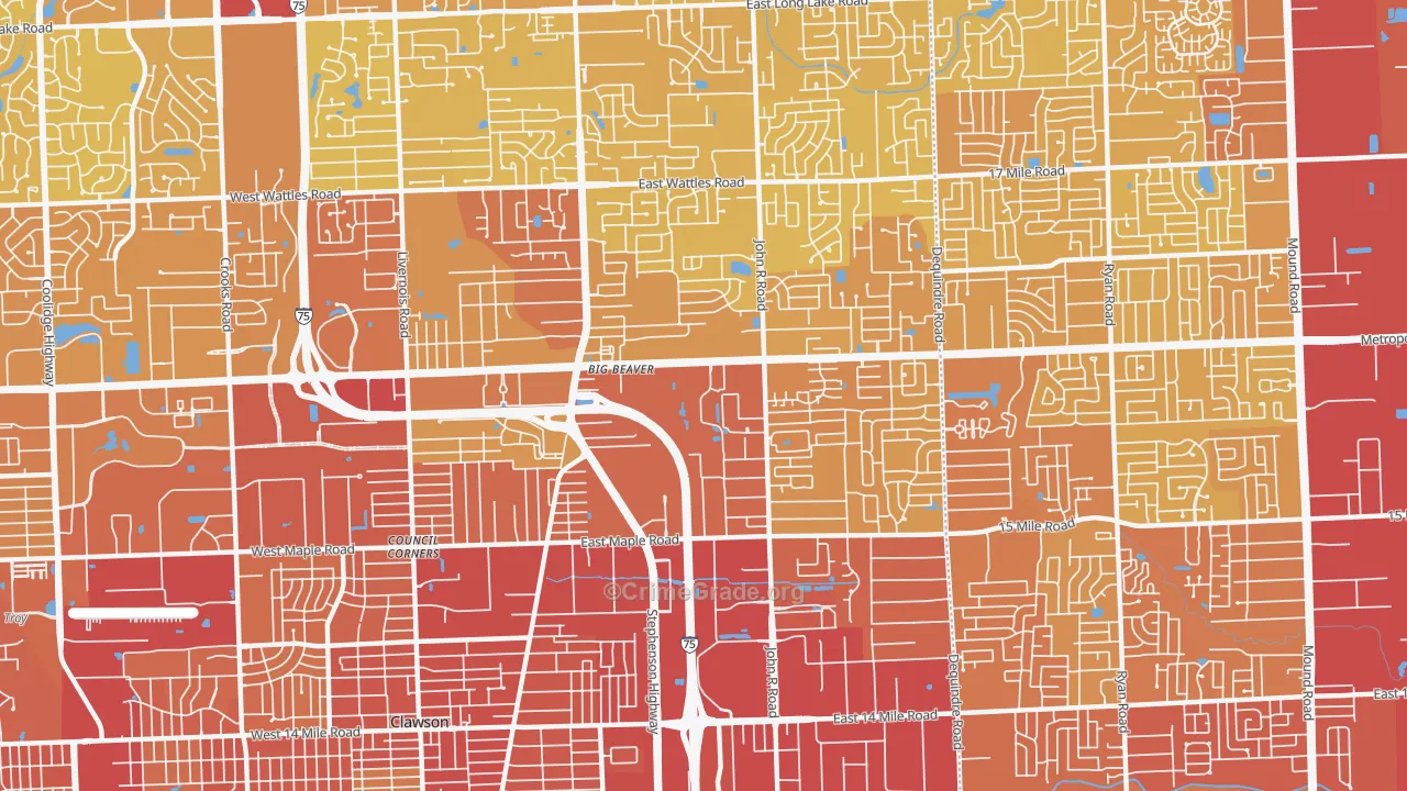 48083, MI Map of Vehicle Theft Rates