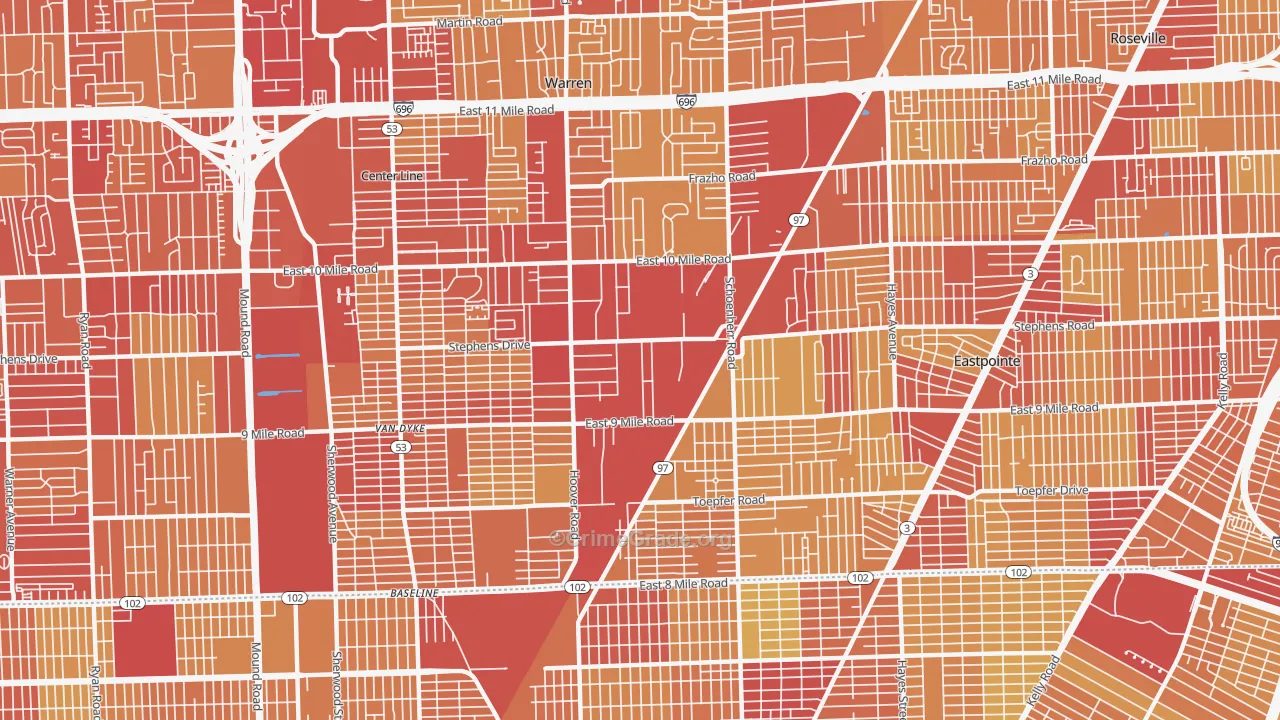 48089, MI Map of Vehicle Theft Rates